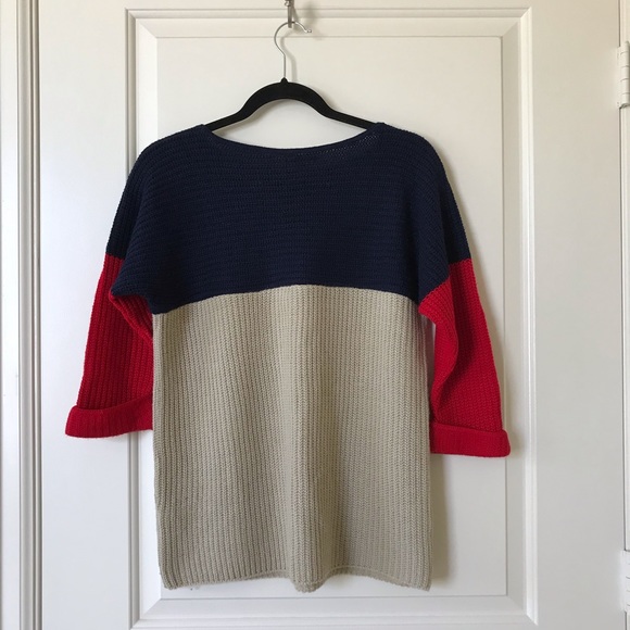 Urban Outfitters red navy colorblock sweater, L - Picture 6 of 6